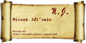 Micsek Jázmin névjegykártya